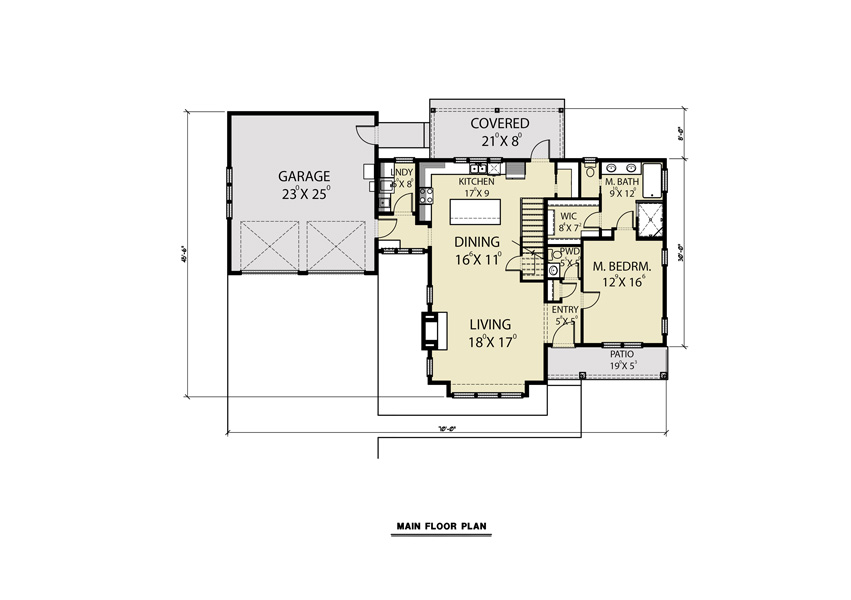1st Floor image of Cont. Farmhouse 805 House Plan